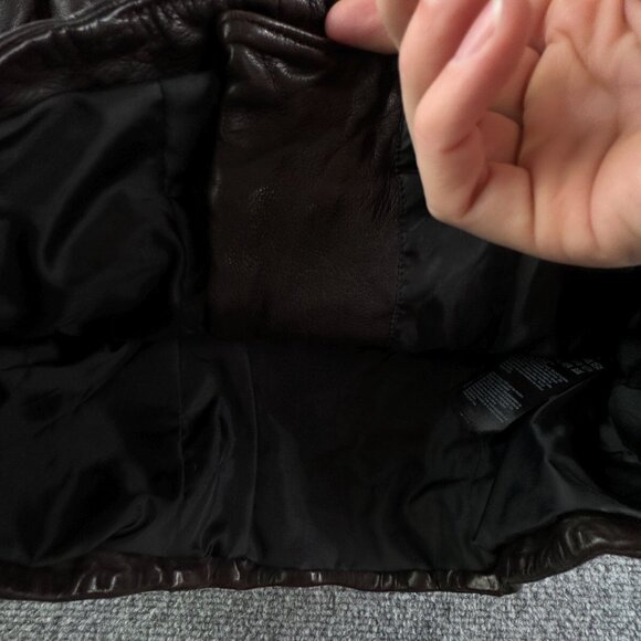 Allsaints Leather Jacket Brown Women Size 4 Zip Pockets Grunge Catch Biker - Picture 14 of 16